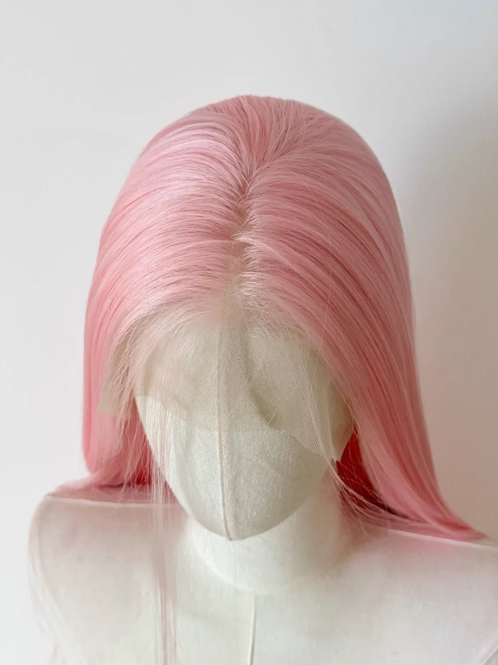 Perruque rose clair pour femme – Lace front 13x4, 26 pouces, longue et lisse, perruque synthétique en fibre douce naturelle résistante à la chaleur, idéale pour cosplay
