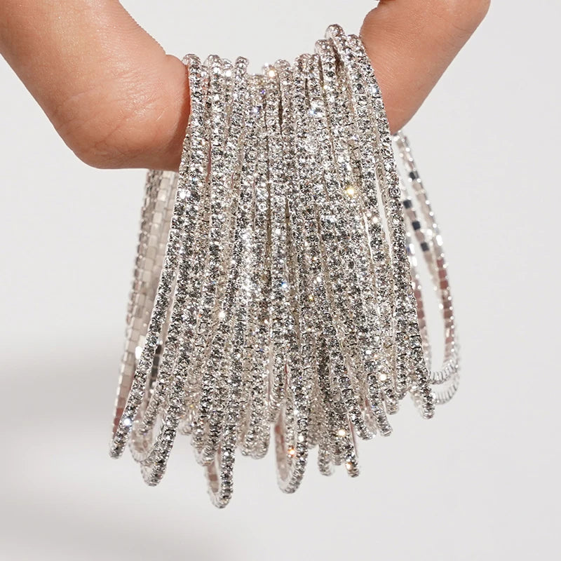 Bracelet élastique en strass et cristal pour femmes, 5 pièces, extensible, empilable, classique, bijoux quotidiens pour femmes