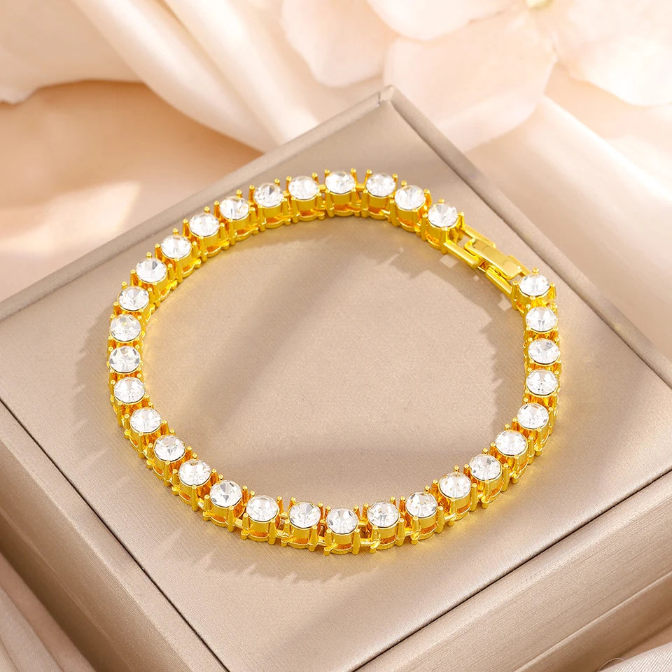 Yupsk Ensemble de bracelets tennis à strass géométriques en forme de cœur, style Hip Hop, pour femmes et hommes, bijoux empilables tendance punk urbain