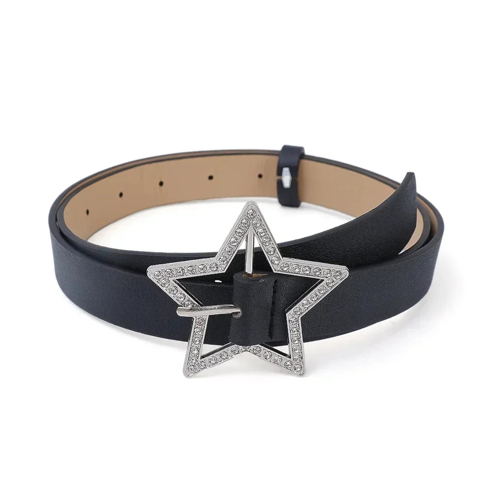 Y2K – ceinture à boucle étoile en cuir rose, reliure élastique ornée de strass scintillants, accessoires de décoration de mariée rétro