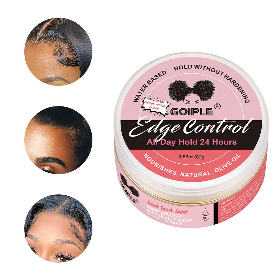 Gel de contrôle des bords à tenue supplémentaire, 80g, pour perruque 4c, 24 heures, Gel de contrôle longue durée, bord non gras, lissant, cire coiffante
