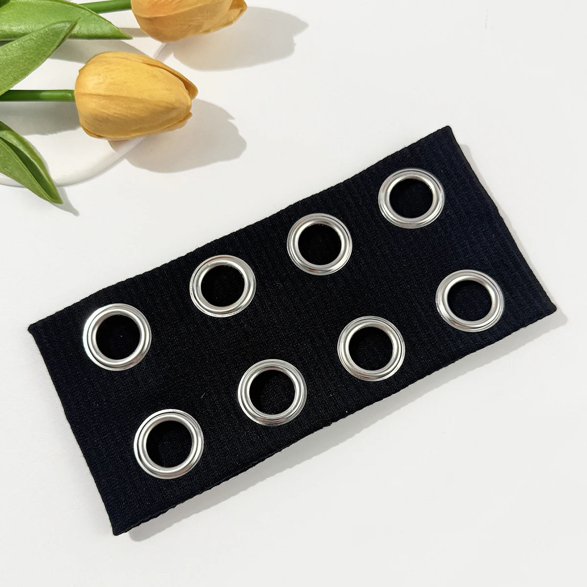 Bandeau large en métal style hip-hop punk avec motif ajouré, bande élastique rétro, unisexe, style doux et cool pour hommes et femmes.
