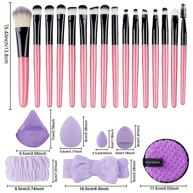 Ensemble de pinceaux de maquillage 20 pièces Kit de pinceaux doux et moelleux pour les yeux Ombre à paupières Fond de teint Poudre Enlumineur Mélange Outil de beauté Débutants
