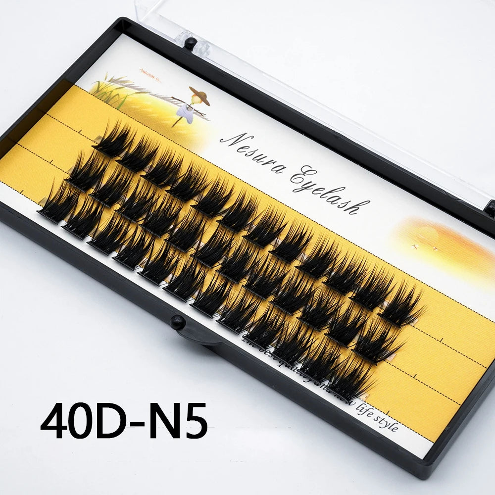 Faisceau de cils 1 boîte / 60 faisceaux de cils individuels naturels 40D / 30D faisceau de cils faits à la main 3D russe vison Cilia