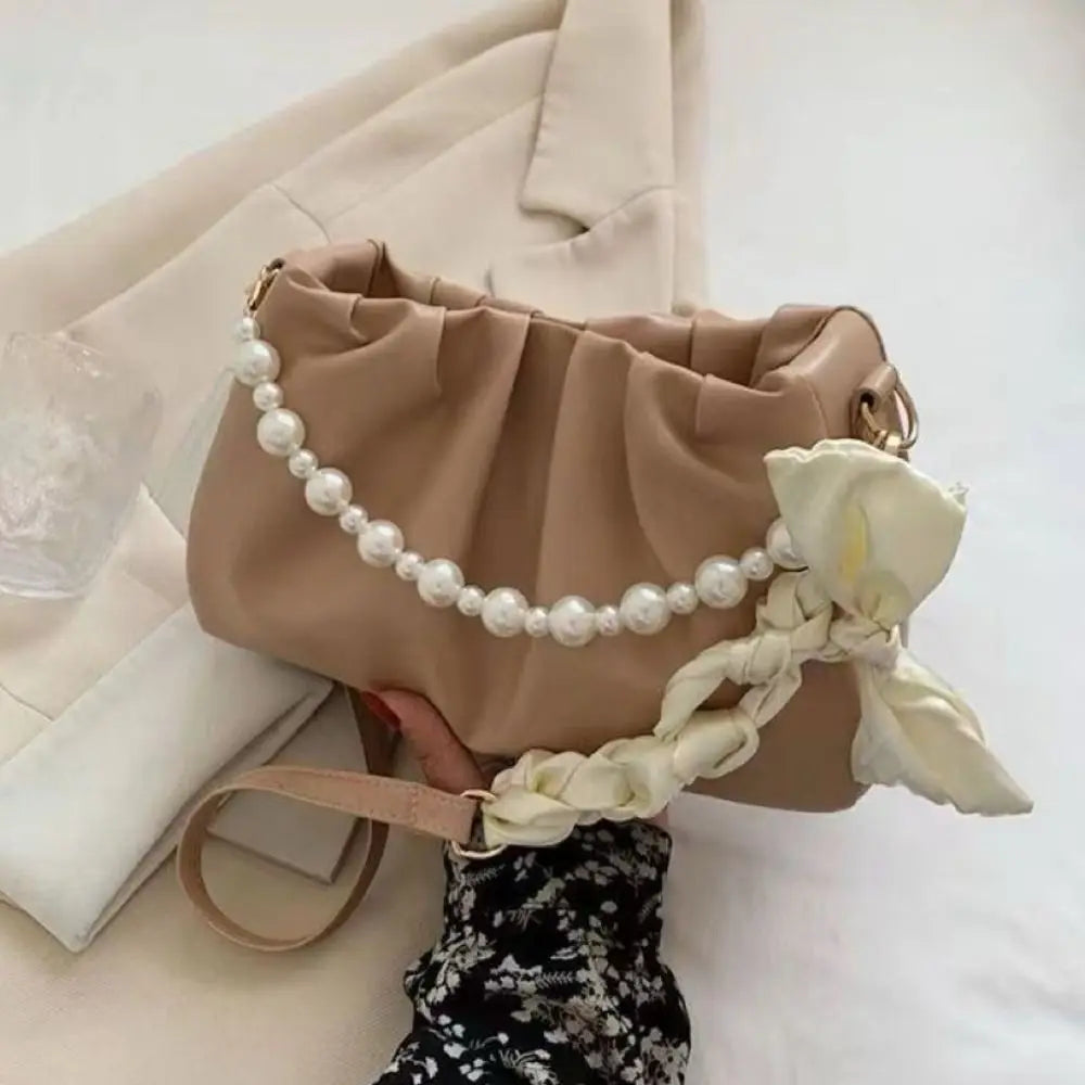 Sac à bandoulière nuage coréen Portable, petit sac à bandoulière de luxe en cuir PU, sac à bandoulière de luxe en perles douces
