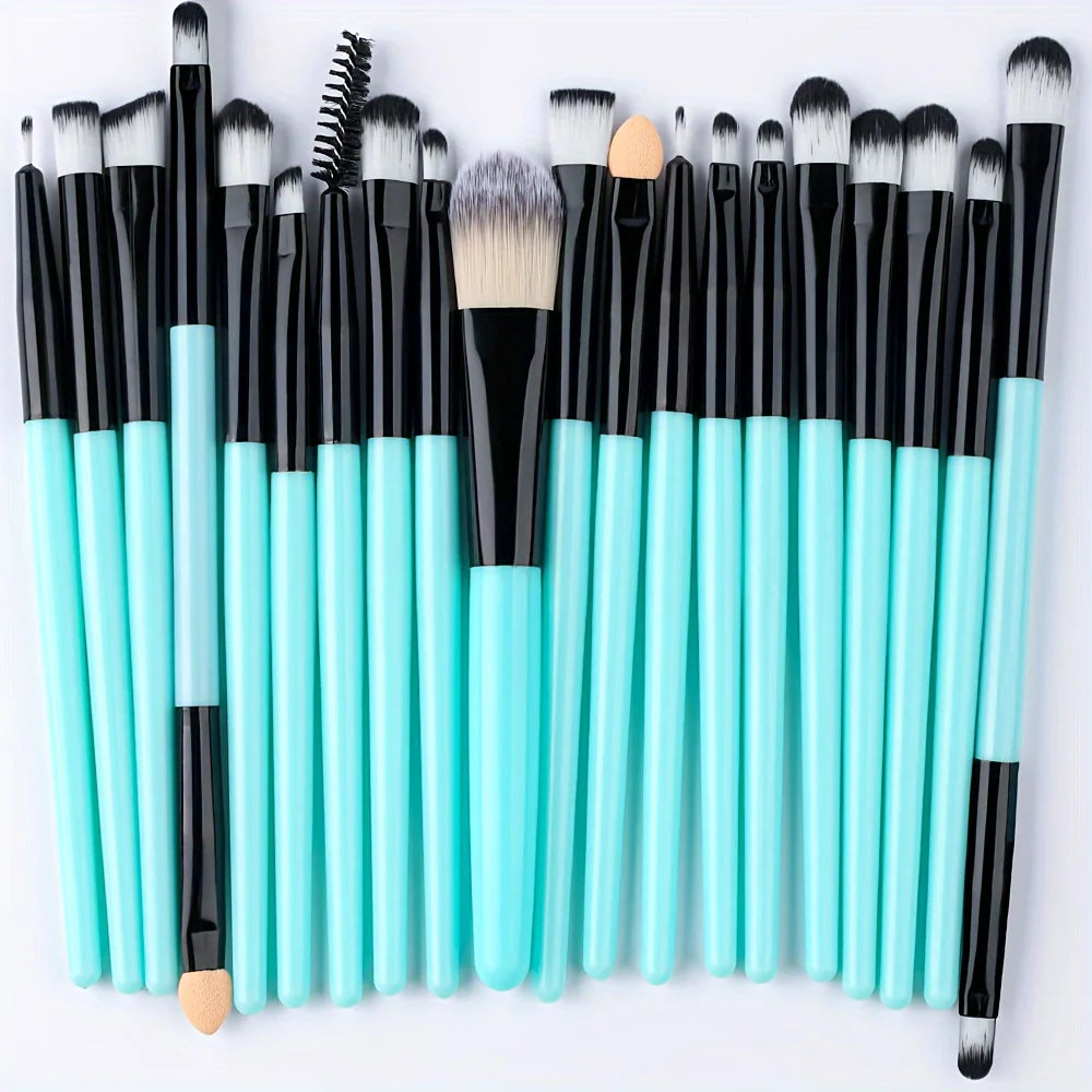 Ensemble de pinceaux de maquillage 20 pièces Kit de pinceaux doux et moelleux pour les yeux Ombre à paupières Fond de teint Poudre Enlumineur Mélange Outil de beauté Débutants