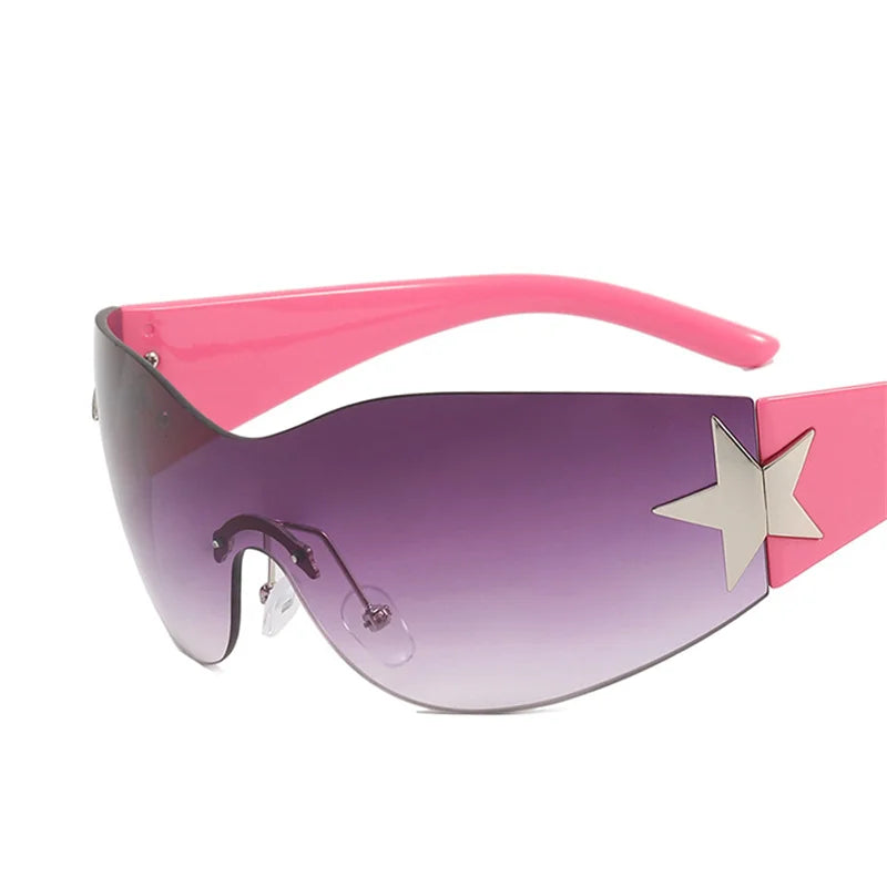 Lunettes de soleil sport punk Y2K de luxe, de marque, de créateur, style masque, monobloc, pour femme, cinq étoiles