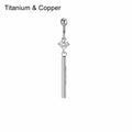 Piercing de nombril 14G en titane – barre de barbell, acier inoxydable, pendentif à strass en forme de pointe cône, style minimaliste punk, bijou de corps pour homme et femme
