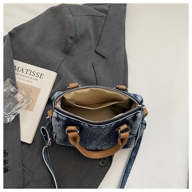 Sac bandoulière classique en jean délavé de haute qualité, sac à main décontracté à porter sous le bras, style coréen, sac de transport pour le quotidien