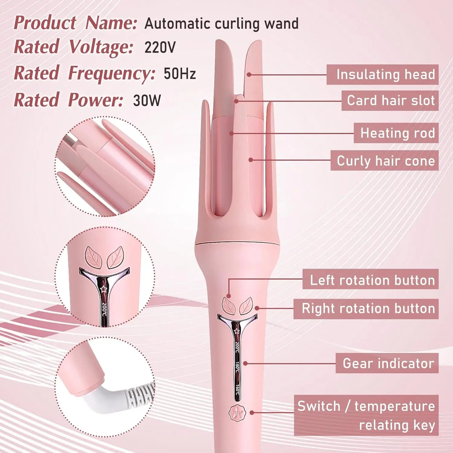 Fer à friser automatique, bigoudi en céramique anionique, chauffage rapide réglable à 4 vitesses, outils de coiffage à la mode, grand rouleau, 32 mm