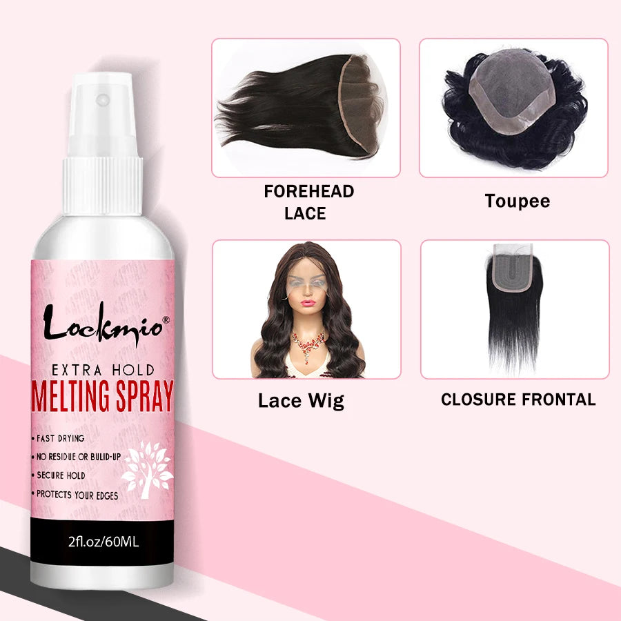 LOCKMIO – Spray de fusion pour perruque Lace Wig, adhésif avant Invisible, grille de toupet à séchage rapide, colle pour Installation de perruques, Kit d'outils de coiffure
