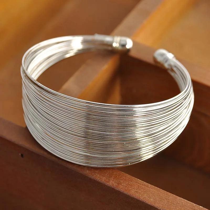 Vintage couleur or hyperbolique couches large fil Bracelet manchette Bracelet pour femmes exagéré métal poignet Wrap Bracelet bijoux cadeau