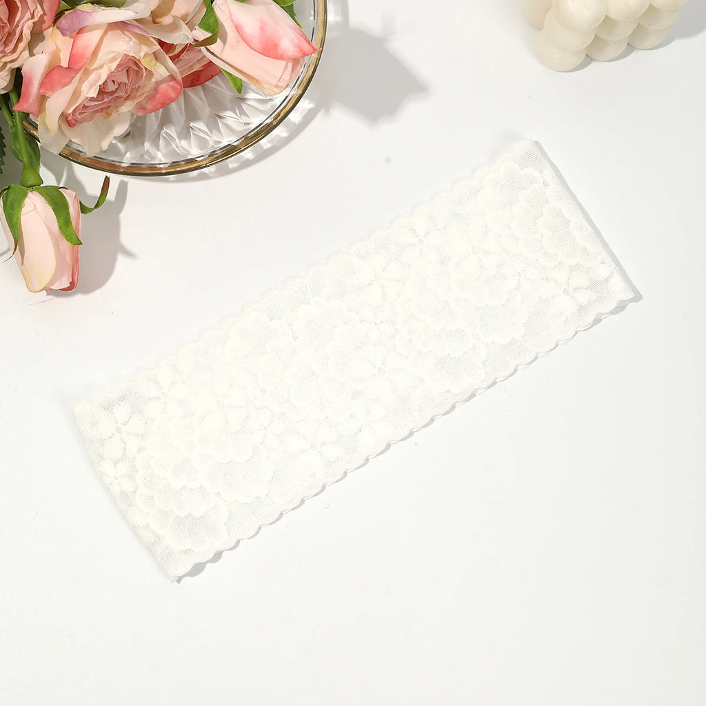 AWAYTR – bandeaux élastiques en dentelle de couleur unie, large nœud en tissu, accessoires pour cheveux pour femmes, couvre-chef de fête