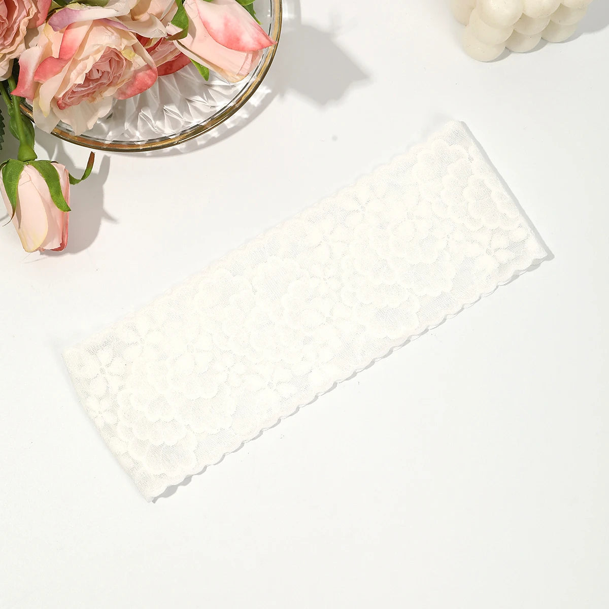 AWAYTR – bandeaux élastiques en dentelle de couleur unie, large nœud en tissu, accessoires pour cheveux pour femmes, couvre-chef de fête