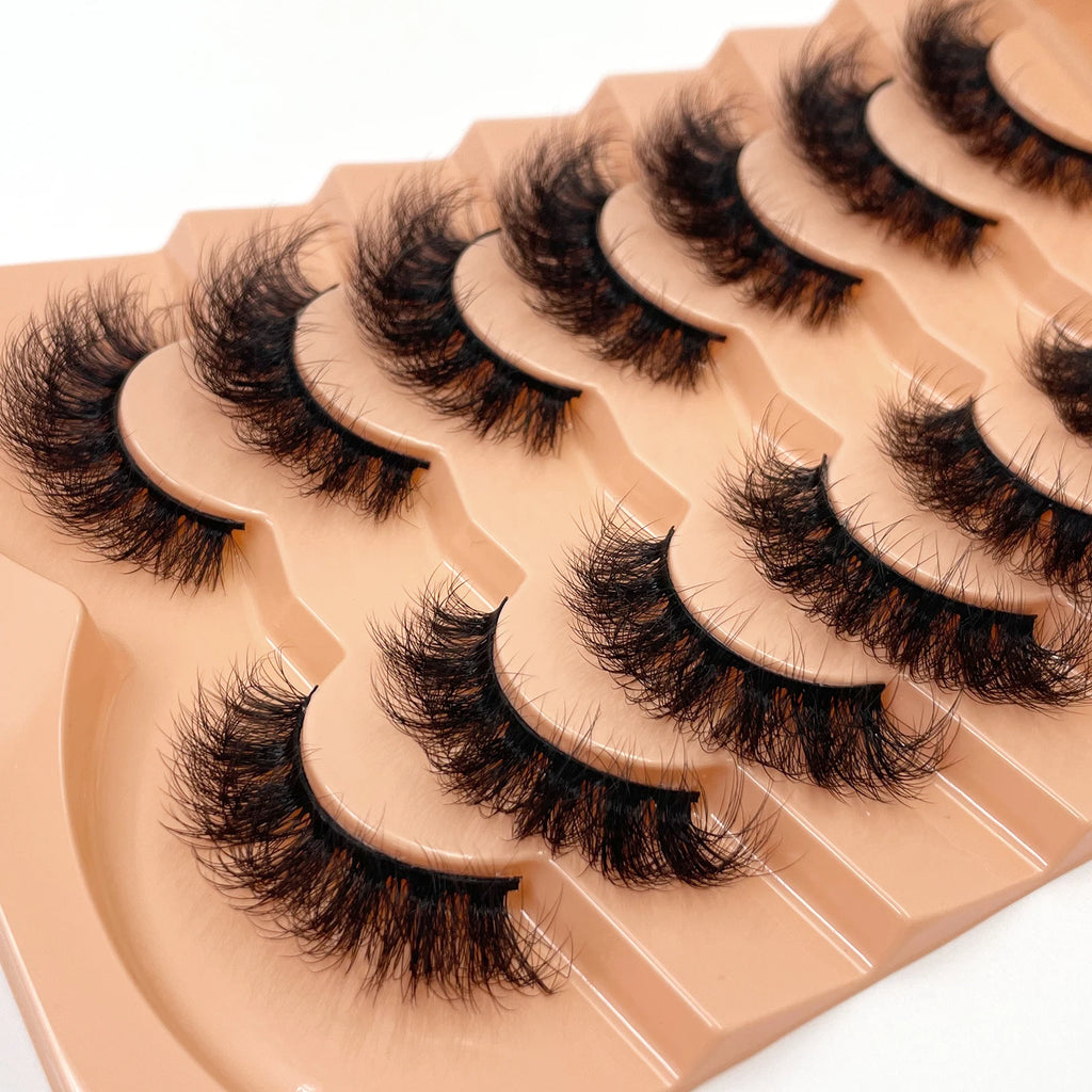 Nouveau 7 paires de faux cils épais, simulation 3D en fourrure de vison, faux cils dramatiques, vente en gros, fabrication de faux cils pleine ligne
