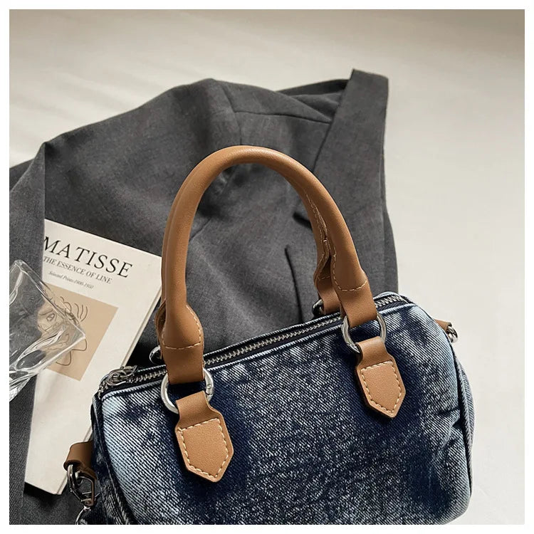 Sac bandoulière classique en jean délavé de haute qualité, sac à main décontracté à porter sous le bras, style coréen, sac de transport pour le quotidien