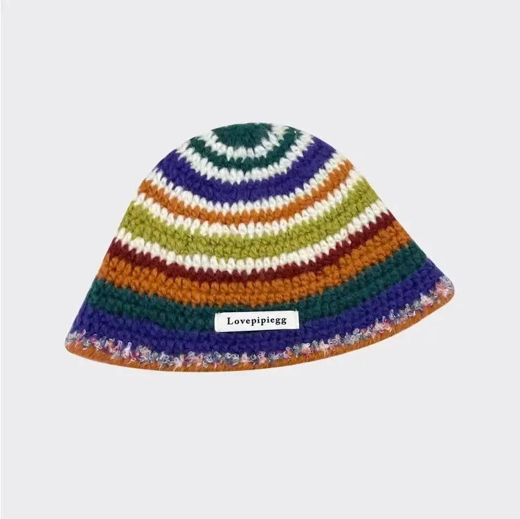 Chapeau seau coréen fait à la main au Crochet pour femmes, tissage tricoté, mode fleurs Y2k, bonnet de bassin, nouvelle collection automne hiver