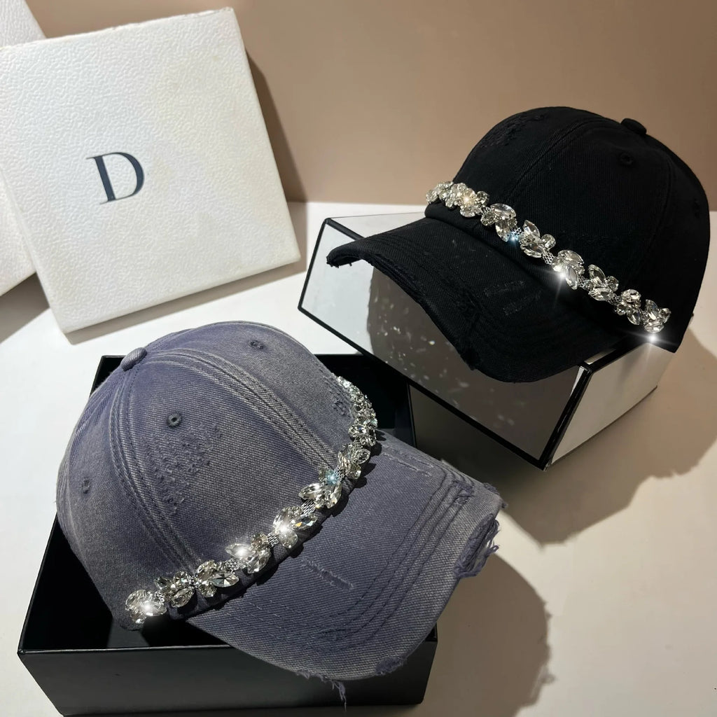 Chapeaux de Baseball en strass pour femmes, haute qualité, mode coréenne, extérieur, respirant, confortable, couleur unie, chapeaux de Protection solaire