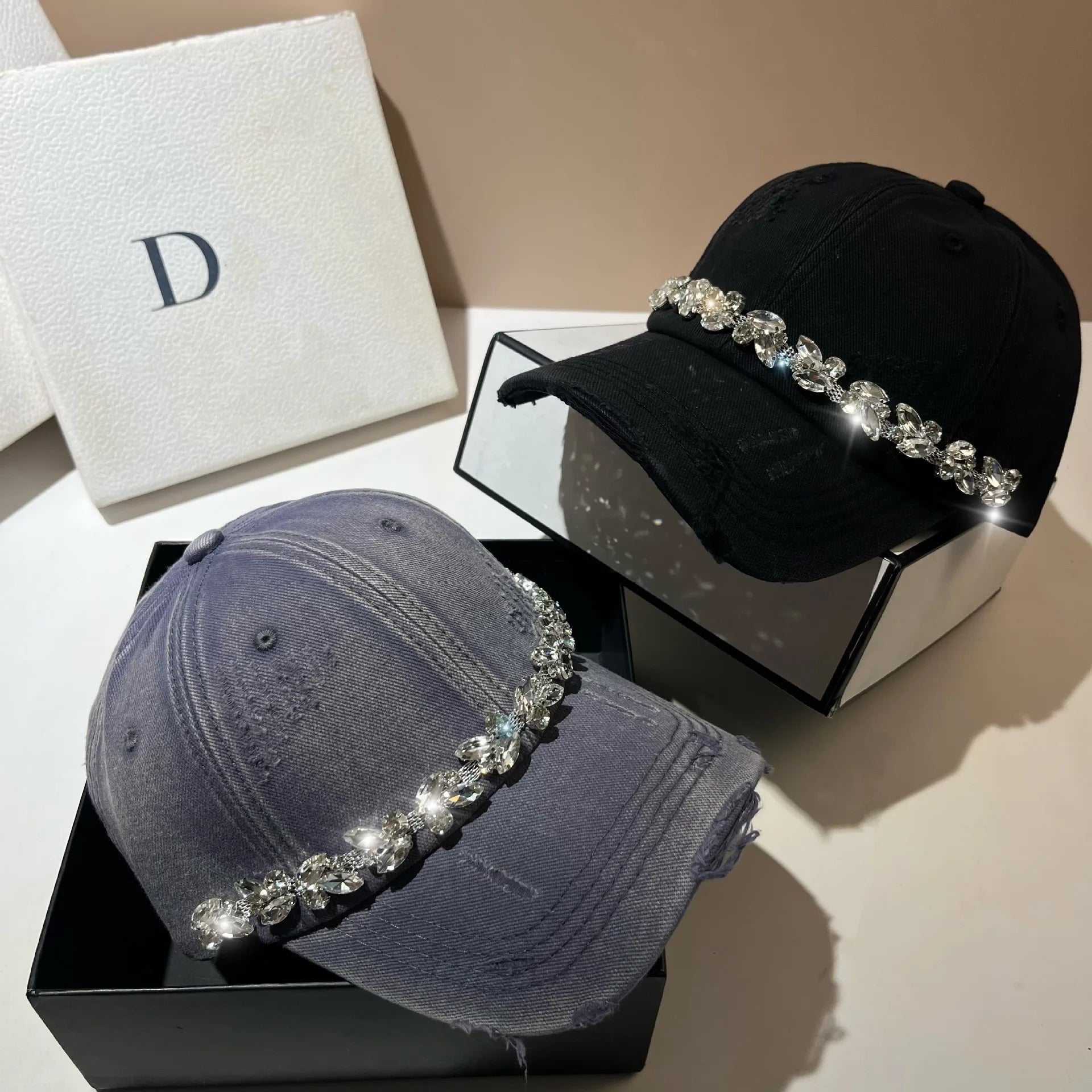 Chapeaux de Baseball en strass pour femmes, haute qualité, mode coréenne, extérieur, respirant, confortable, couleur unie, chapeaux de Protection solaire