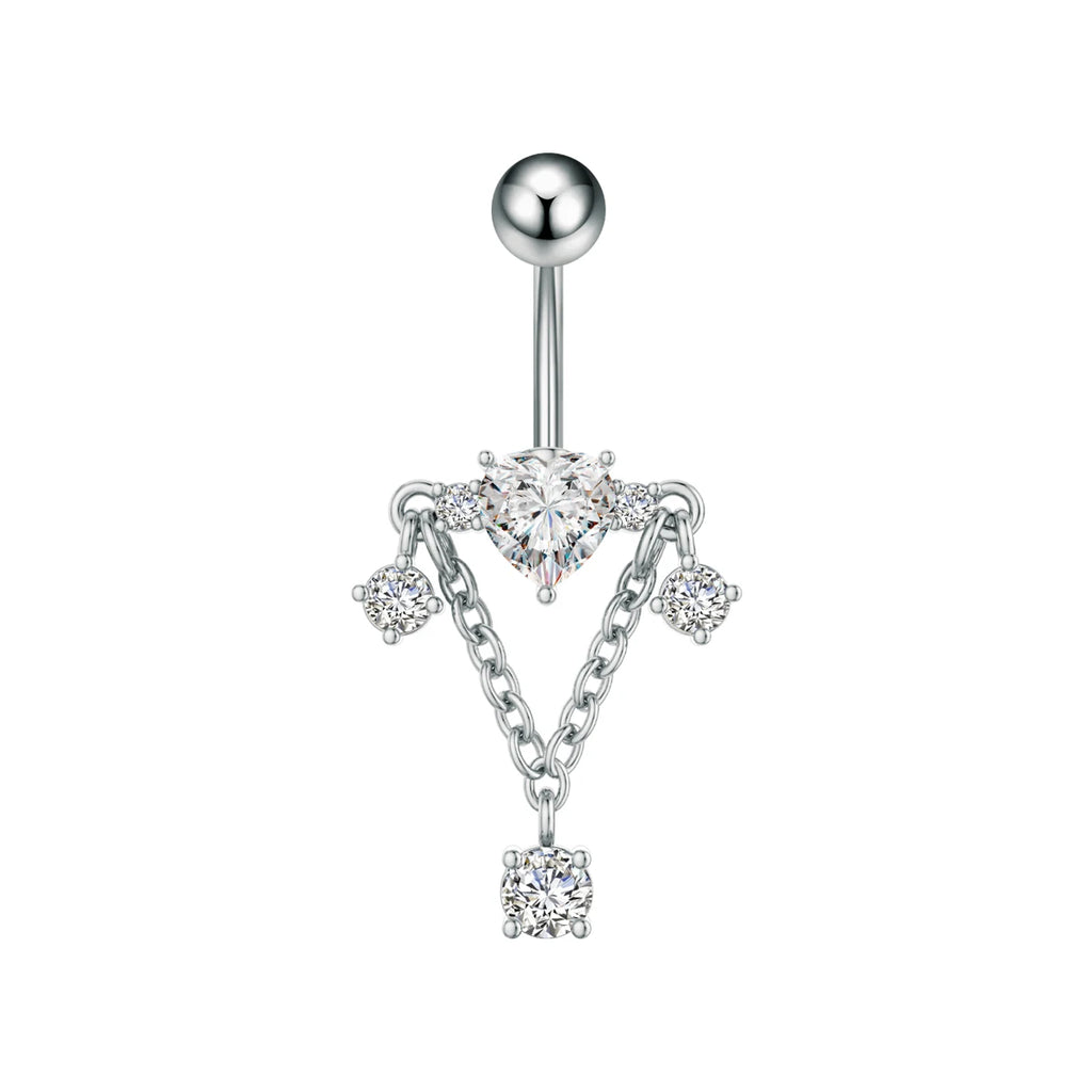 Anneaux de nombril incurvés 14G, cristaux CZ, corps Sexy, chaînes de nombril, fleur, Piercing de ventre, Umbigo, bijoux en acier inoxydable