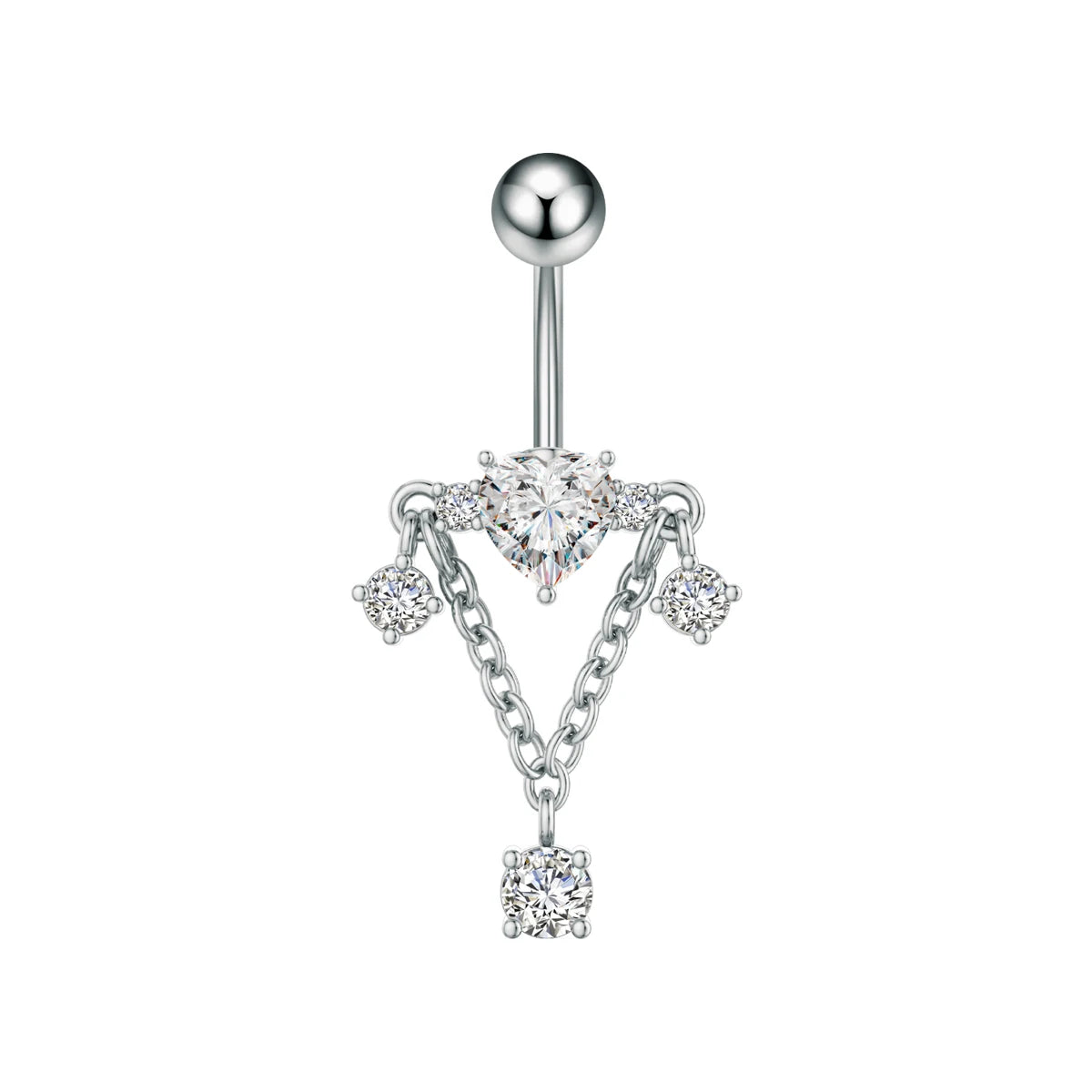 Anneaux de nombril incurvés 14G, cristaux CZ, corps Sexy, chaînes de nombril, fleur, Piercing de ventre, Umbigo, bijoux en acier inoxydable
