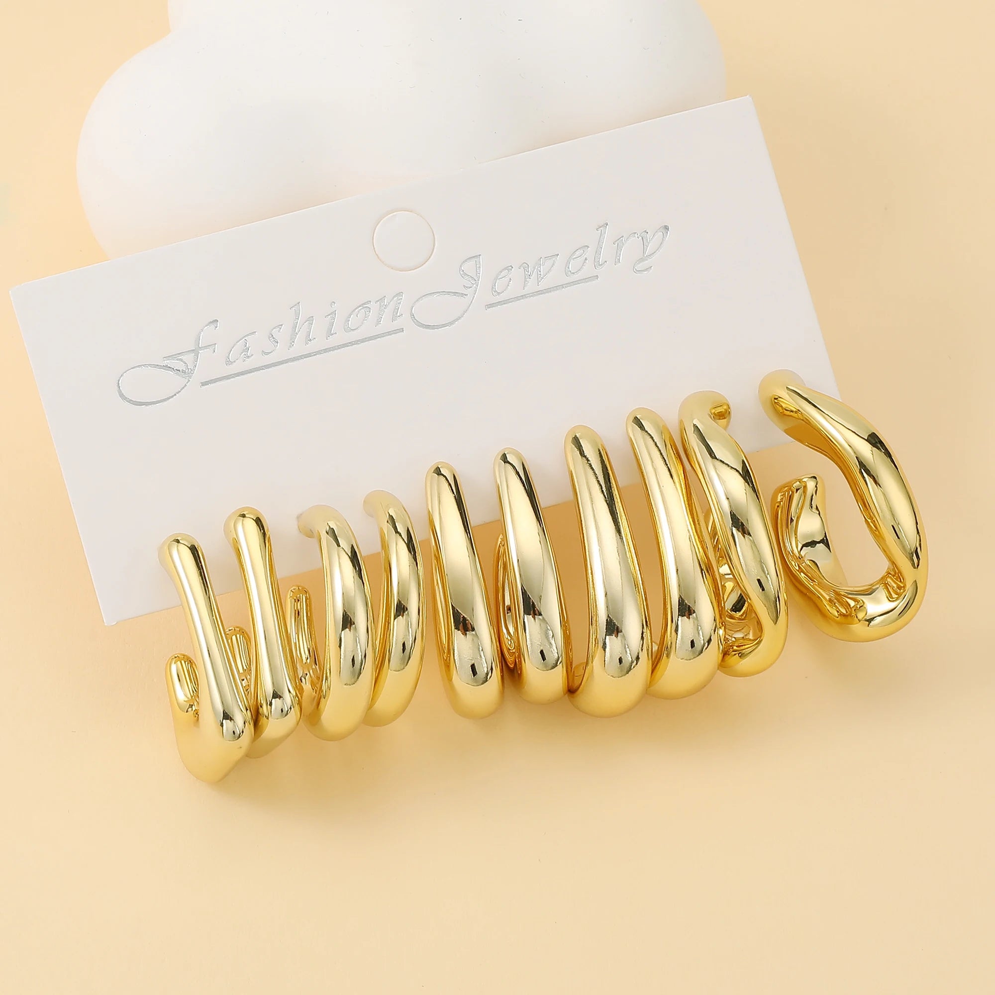5 paires – 15 paires/lot de nouveaux boucles d’oreilles dorées en ABS de forme irrégulière, légères, adaptées au port quotidien des femmes.