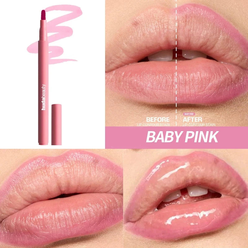 Crayon à lèvres HudaBeauty velours marron, couleur chair, mat, imperméable, tasse antiadhésive, rouge cerise, stylo de Contour des lèvres, maquillage pour femmes