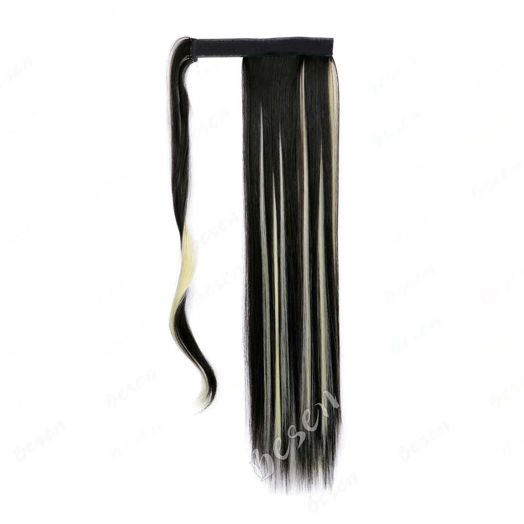 Extensions de Queue de Cheval Synthétiques pour Femme et Fille, Postiche Rond et Long