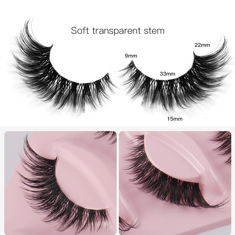 Faux-Cils en Faux Vison Naturel, Longs, Manga, Yeux Ailés, Accessoire de Maquillage, 5 Paires
