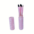 Ensemble de 5 pinceaux de maquillage pour les yeux avec étui de rangement en strass, pinceaux professionnels synthétiques pour estomper les fards à paupières, l'eye-liner et les sourcils