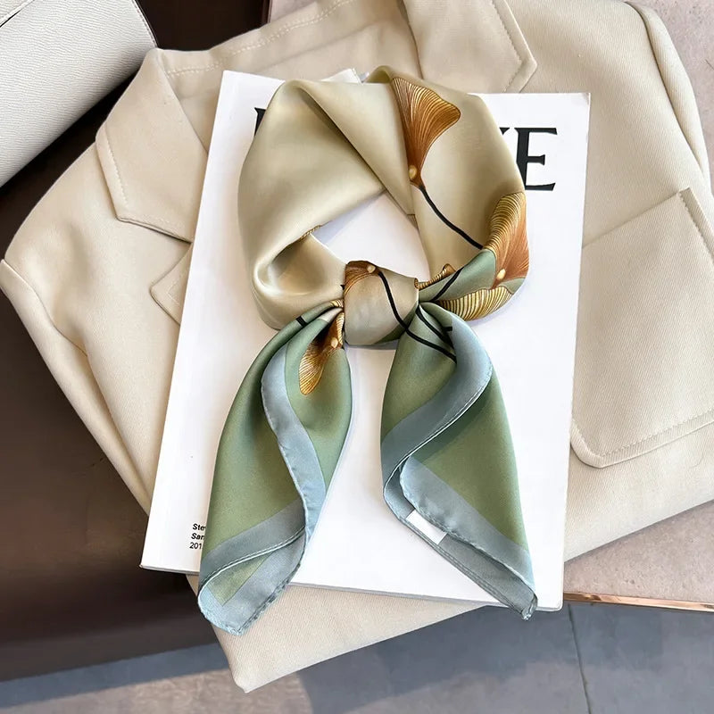 Écharpe Pashmina en soie imprimée pour femmes, châle carré, bandeau décoratif, Design de luxe, Bandana, nouvelle mode 70x70cm, 2026