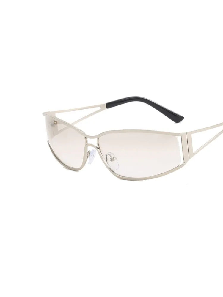 Lunettes de soleil Y2K pour femmes et hommes, surdimensionnées, de marque, avec verres dégradés, style steampunk, lunettes de soleil miroir