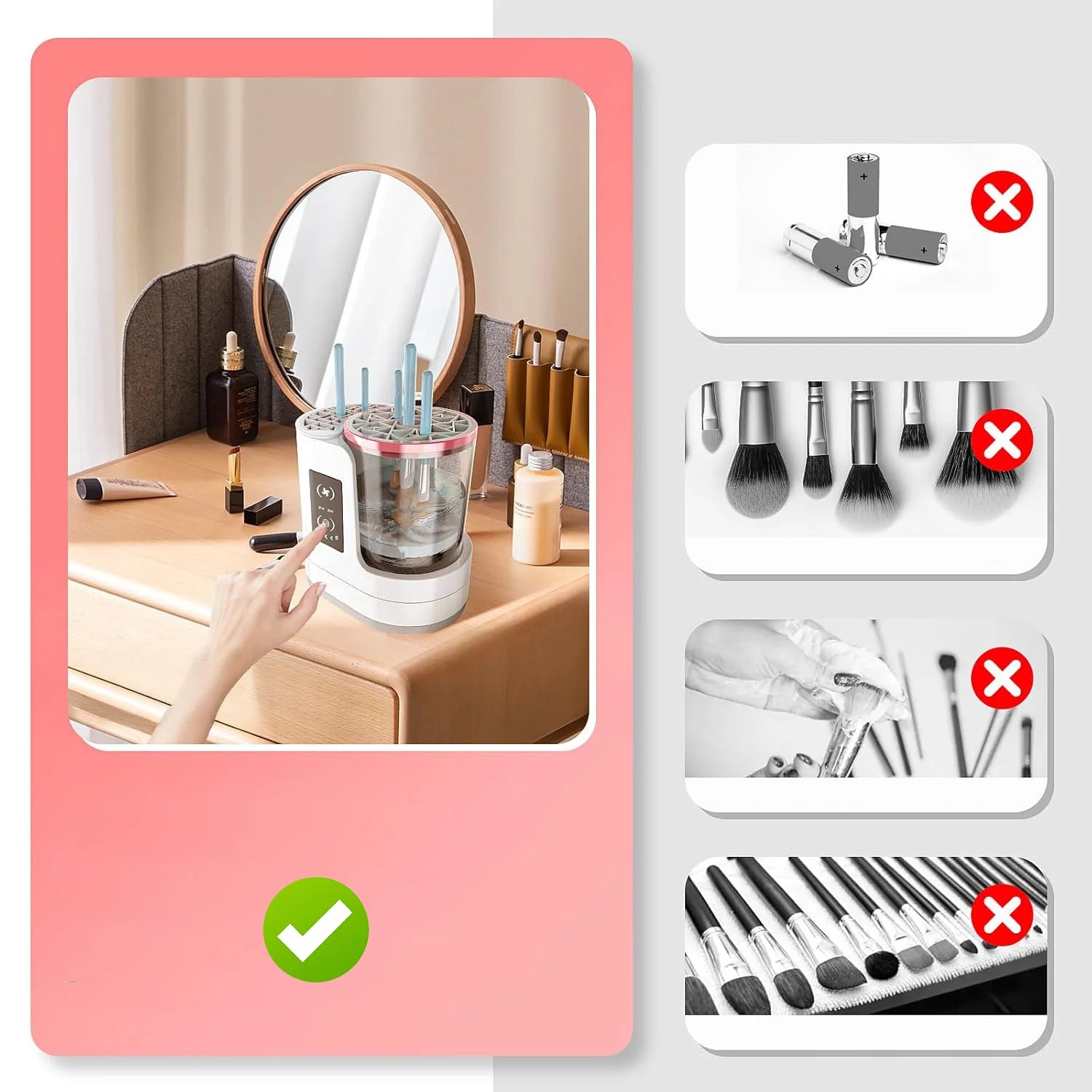 Machine de nettoyage de pinceaux de maquillage électrique 3 en 1 avec séchoir à pinceaux de maquillage, support portable, outil de nettoyage automatique USB pour tous les types de pinceaux de maquillage, fards à paupière