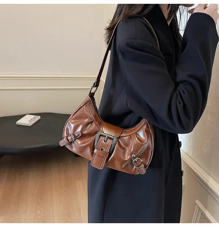 Y2K – sac à bandoulière Hobo plissé rétro pour femmes, pochette sous les bras de Style Maillard, pour voyage, travail, Shopping, offre spéciale