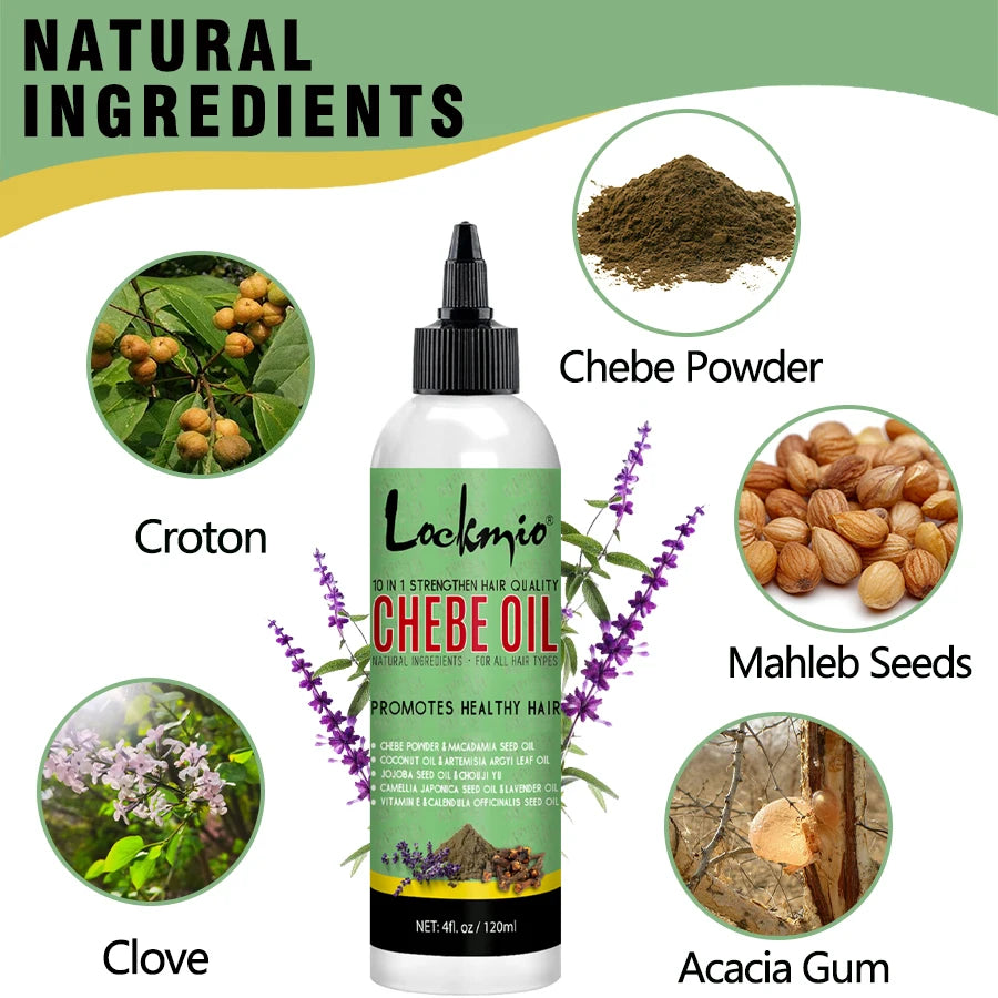 LOCKMIO Chebe huile capillaire pour cuir chevelu apaisant nourrissant racines produits de soins capillaires pour hommes et femmes Chebe revitalisant hydratant