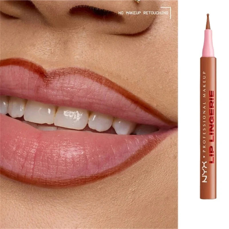 Crayon à lèvres NYX Brand Lip Liner Stain, pointe feutre, pour une application précise, sans débordement, parfaite pour les tons nus, disponible en douze teintes, maquillage pour femme.