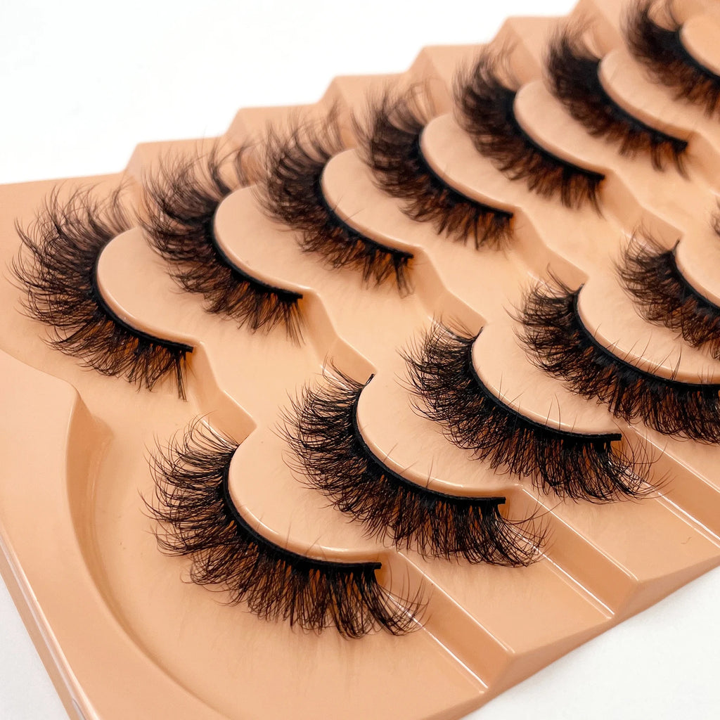 Nouveau 7 paires de faux cils épais, simulation 3D en fourrure de vison, faux cils dramatiques, vente en gros, fabrication de faux cils pleine ligne