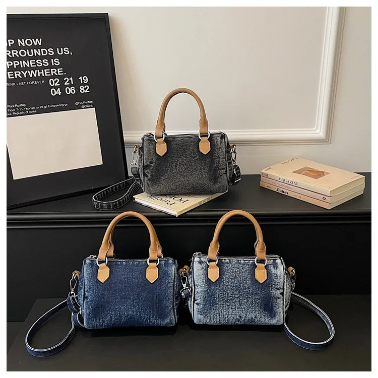 Sac bandoulière classique en jean délavé de haute qualité, sac à main décontracté à porter sous le bras, style coréen, sac de transport pour le quotidien