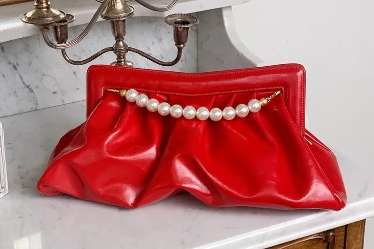 Pochette de Soirée Élégante pour Femme avec Chaîne de Perles, Sac à Main Python, Pochette de Banquet, Sacs à Main pour Dames
