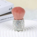 Pinceau de maquillage de luxe avec strass scintillants, pinceau à poudre rose super doux, pinceau Kabuki portable pour blush et bronzer, Glam Cosmet