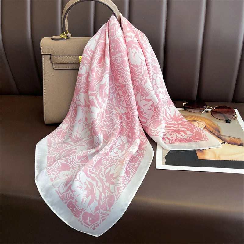 Écharpe Pashmina en soie imprimée pour femmes, châle carré, bandeau décoratif, Design de luxe, Bandana, nouvelle mode 70x70cm, 2026
