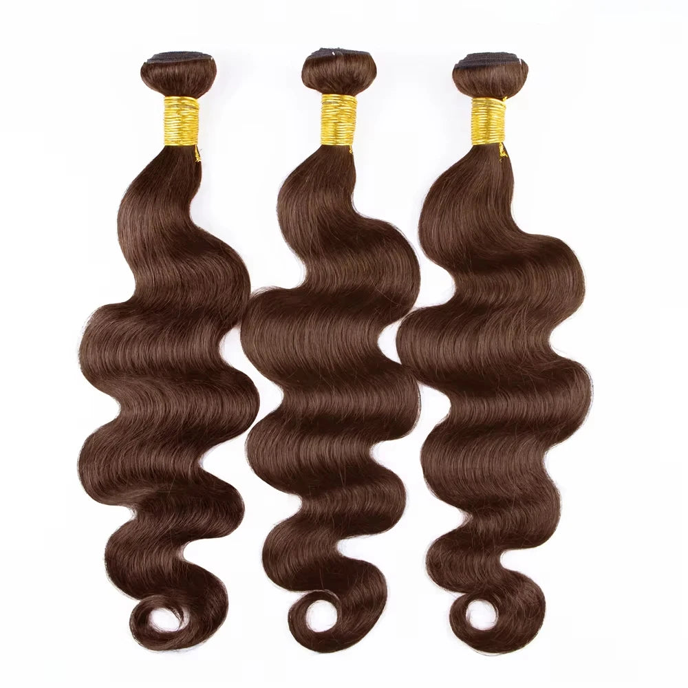 # 4 Bundles de Cheveux Humains Ondulés Brun Foncé 1/3 Pièces, Extensions de Cheveux Remy Brésiliens à Double Trame de 18 à 30 Pouces pour Femmes