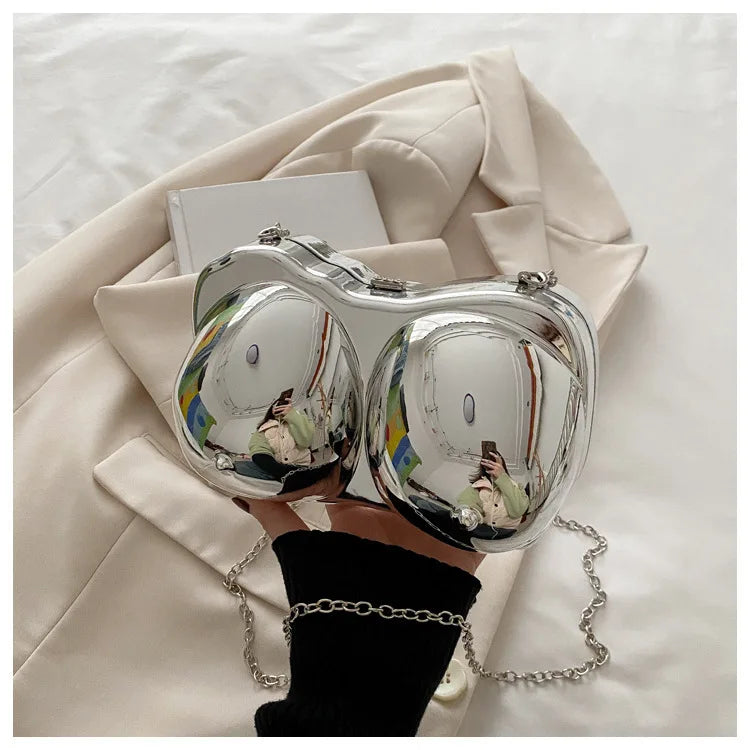 Sac en acrylique amusant pour femme, petit sac initié féminin, sac quebag argenté et doré
