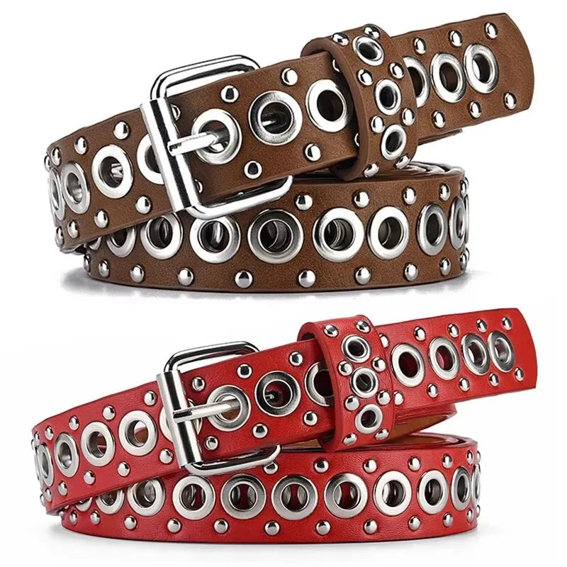 Ceinture fine à rivets pour femmes, à la mode, avec boucle à aiguille personnalisée, tendance de rue, Style Punk HipHop Y2K, avec ceinture en jean