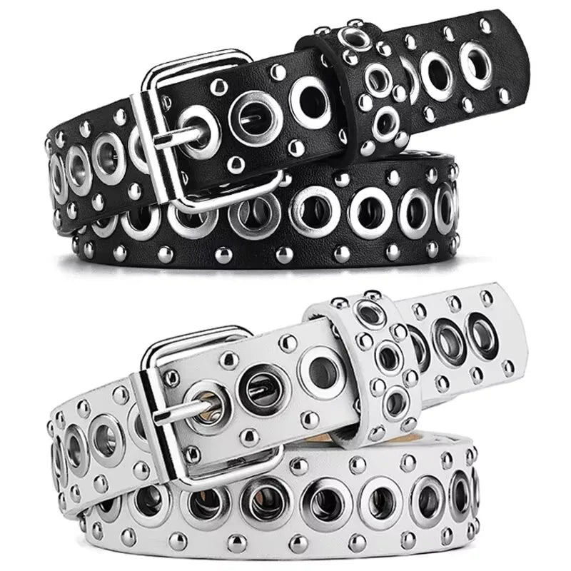 Ceinture fine à rivets pour femmes, à la mode, avec boucle à aiguille personnalisée, tendance de rue, Style Punk HipHop Y2K, avec ceinture en jean