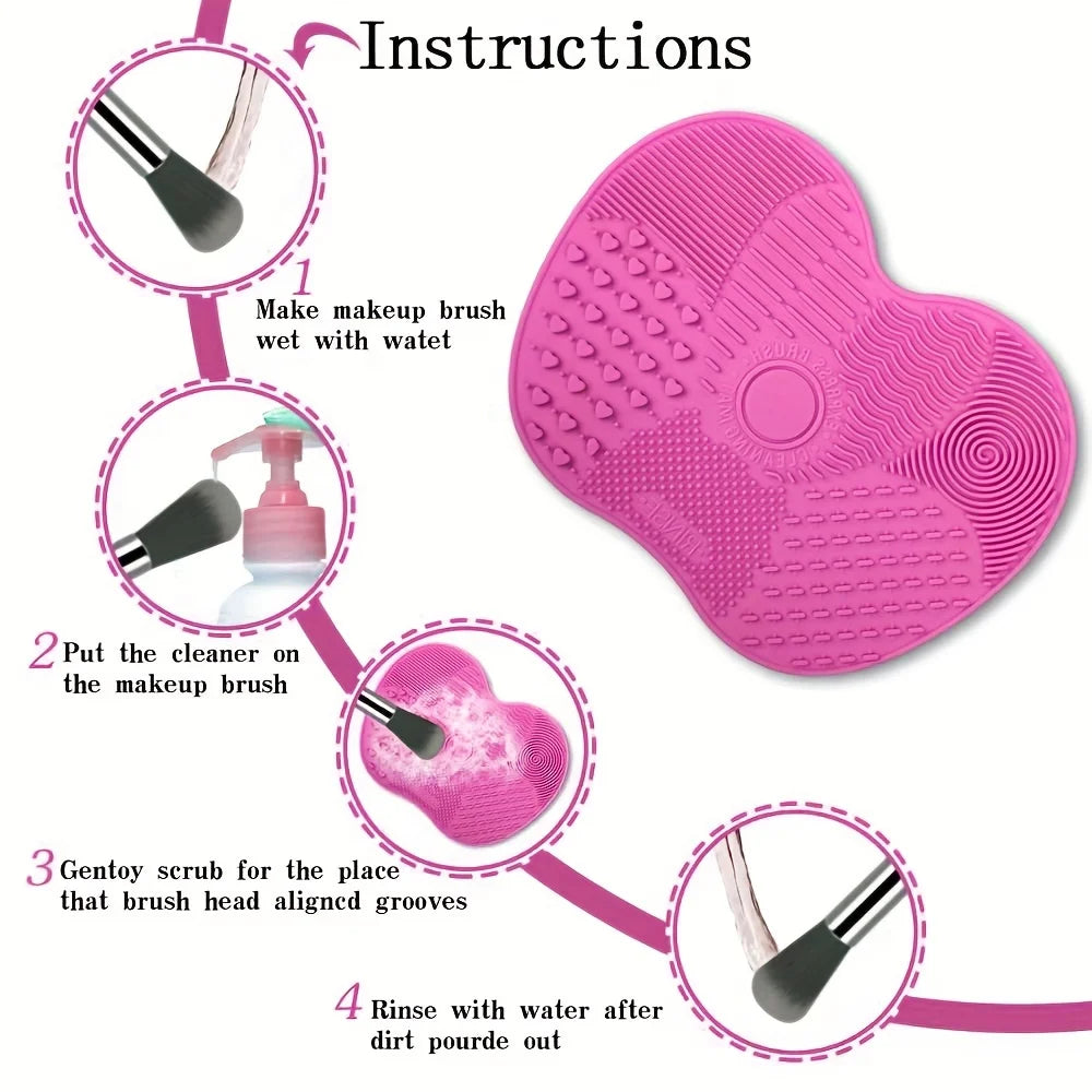 Tampon de nettoyage de brosse de maquillage en forme de pomme en Silicone, 1 pièce, avec ventouse pour un nettoyage efficace des outils cosmétiques