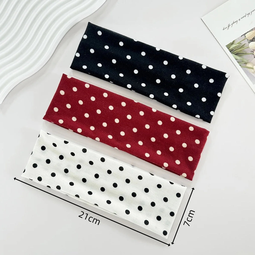 1 bandeau élastique à pois pour le yoga – Bandeau de maquillage à motif de points tendance, bandeau absorbant la transpiration pour le sport et le fitness
