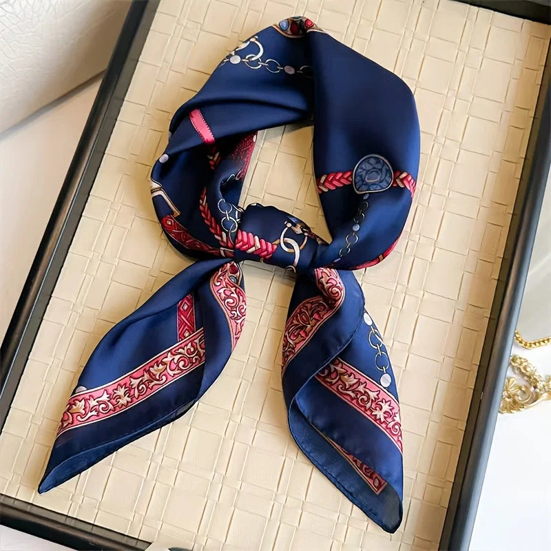 Écharpe Pashmina en soie imprimée pour femmes, châle carré, bandeau décoratif, Design de luxe, Bandana, nouvelle mode 70x70cm, 2026
