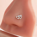 Anneaux de piercing nasal en forme de L 2G, avec cœur mignon et pierre CZ brillante, couleur or et argent, pour femmes et jeunes filles, bijoux de narine