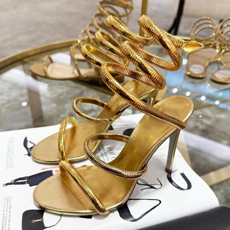 Eilyken-Sandales à bande étroite pour femmes, style de rue, sangle de rinçage, Parker ouvert, talons hauts fins, strip-teaseuse, chaussures de banquet sexy, été